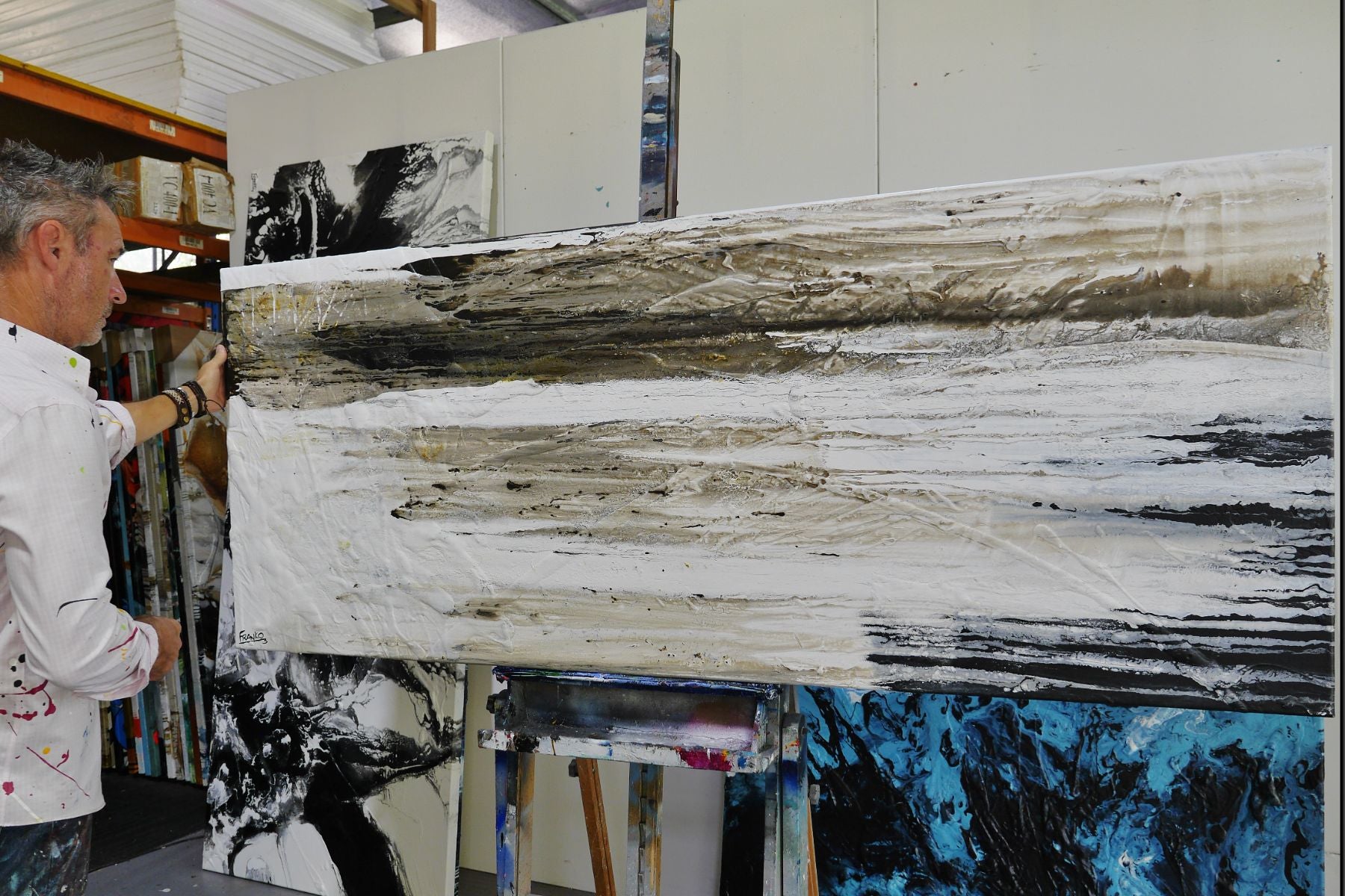 Sway 200cm x 80cm Earthy Textured Abstract Painting with gloss finish