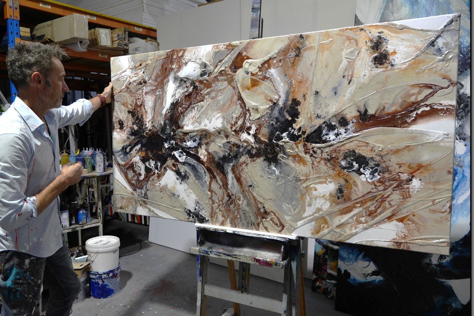 Caramel and Almonds 190cm x 100cm Textured Abstract Painting (SOLD)