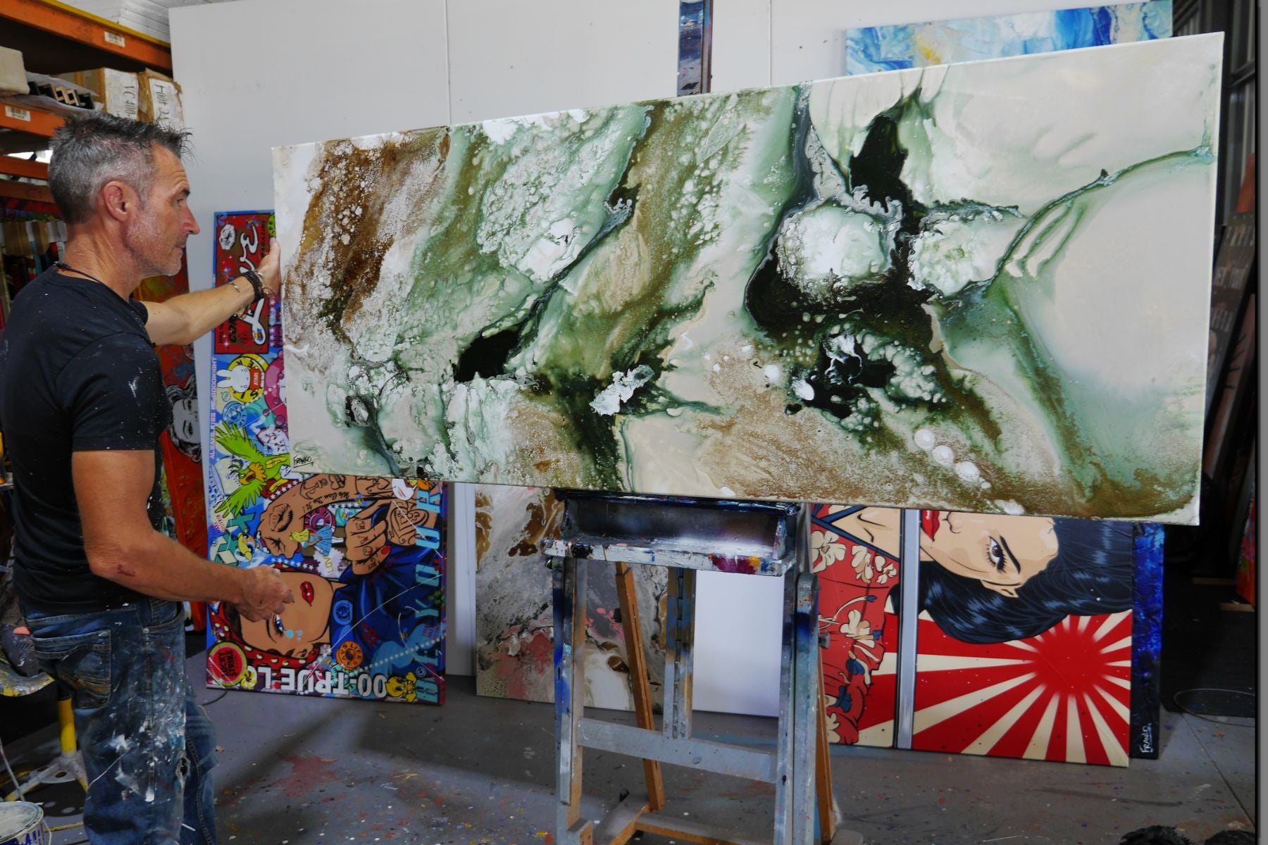 Refined 330 200cm x 80cm Blended Ink Abstract Painting (SOLD)
