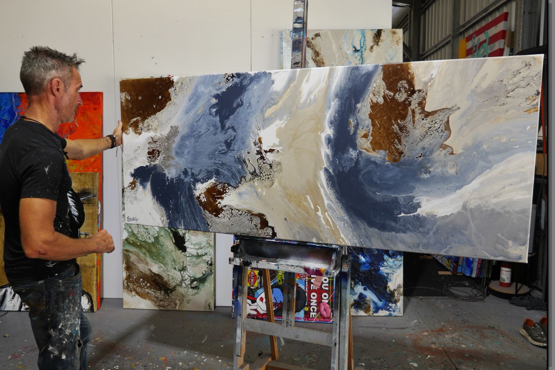 Refined 62 200cm x 80cm Blended Ink Abstract Painting