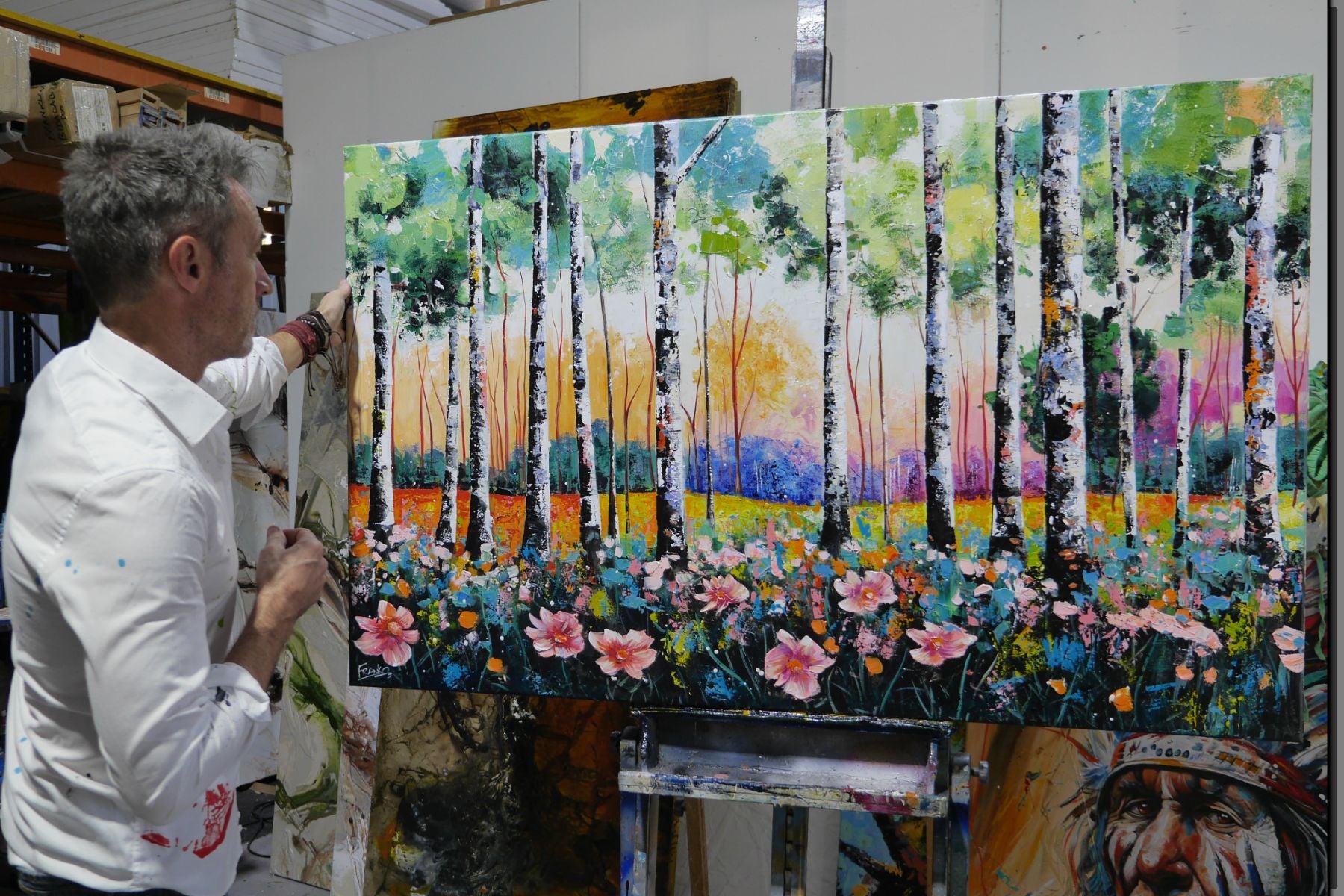 Silver Forest 160cm x 100cm FRAME INC Australian Landscape Abstract Realism Textured Painting (Copy)