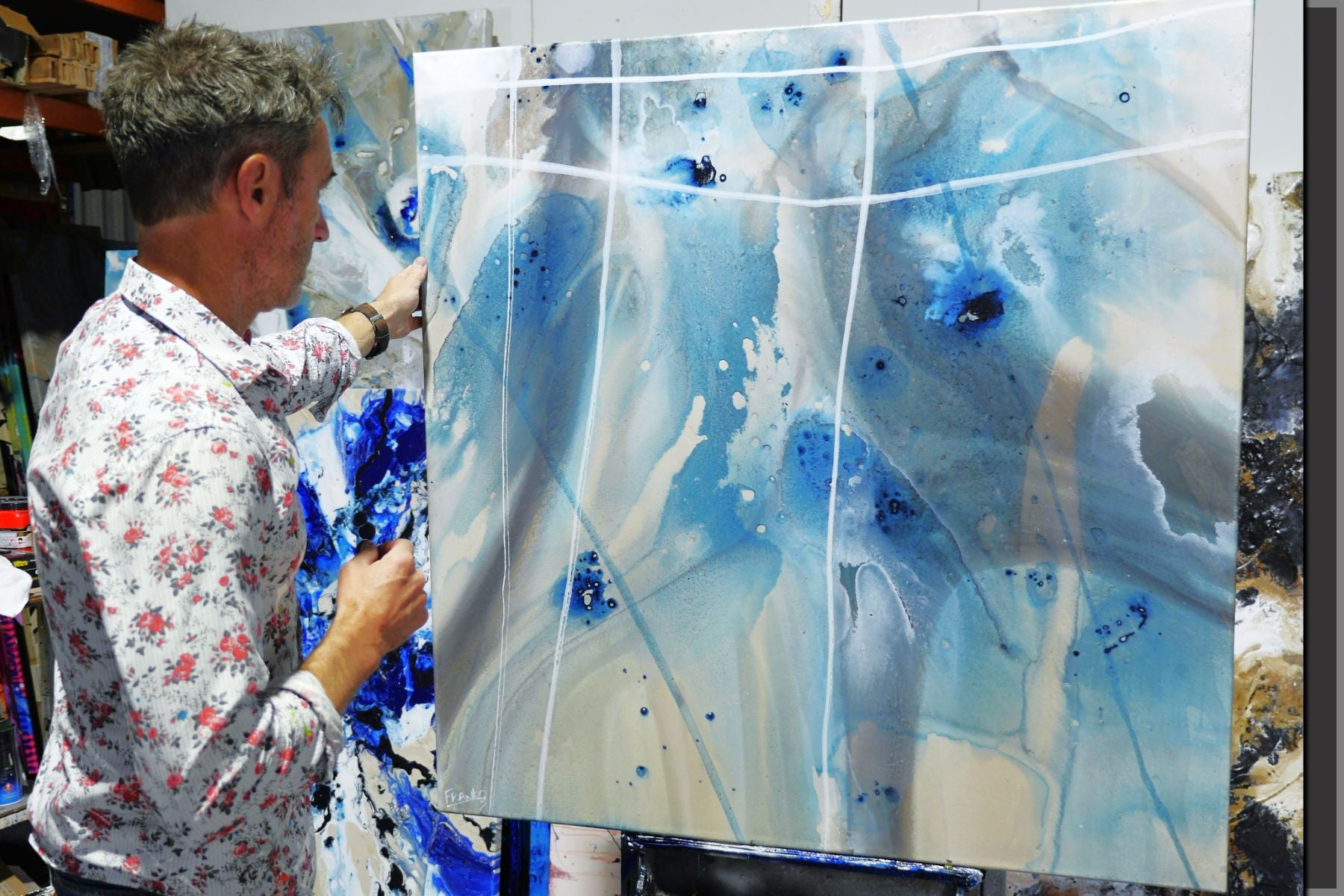 Refined 41 120cm x 120cm Blended Ink Abstract Painting (SOLD)