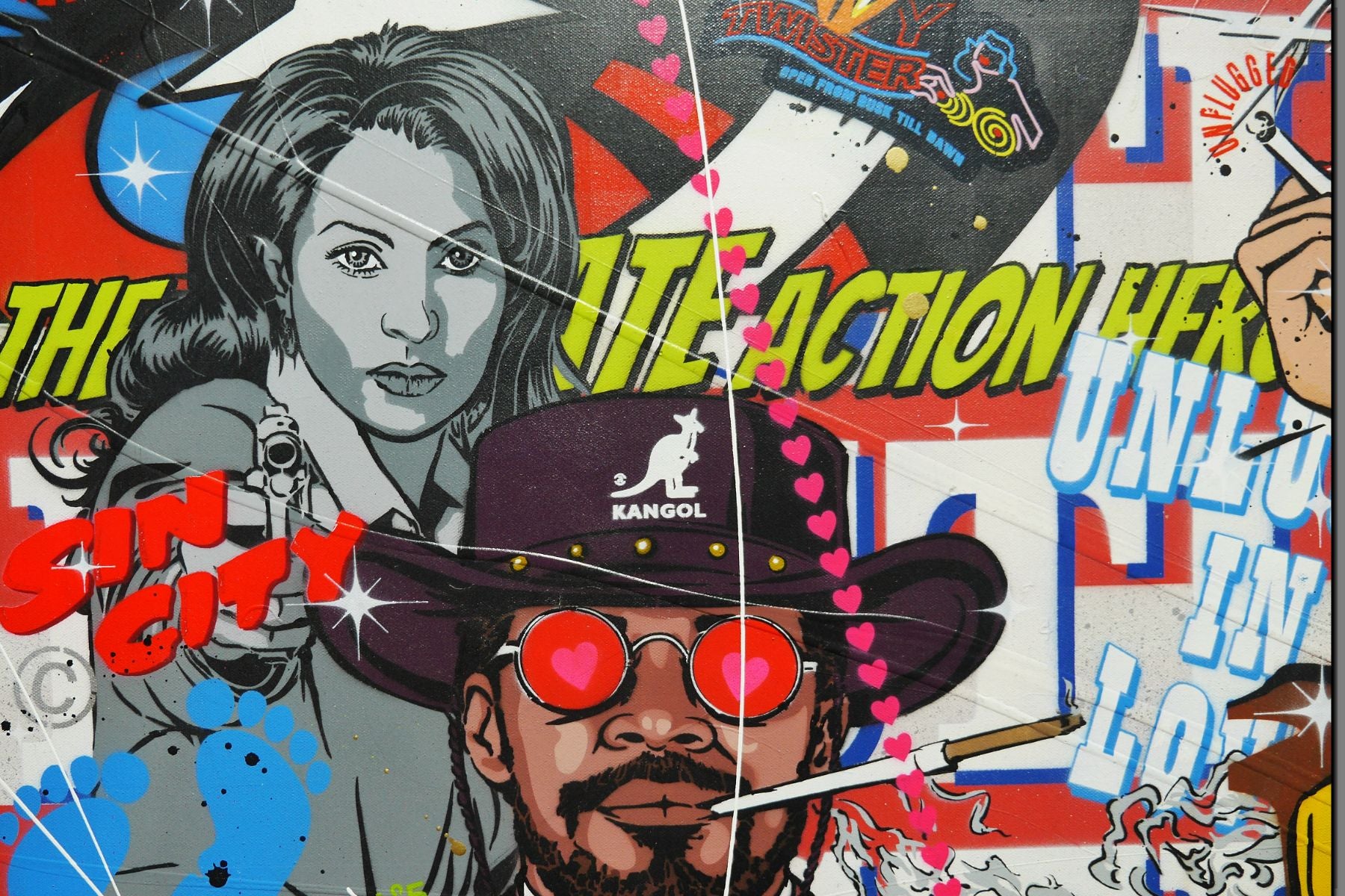 Bedtime with Quentin 190cm x 100cm Textured Urban Pop Art Painting (SOLD)