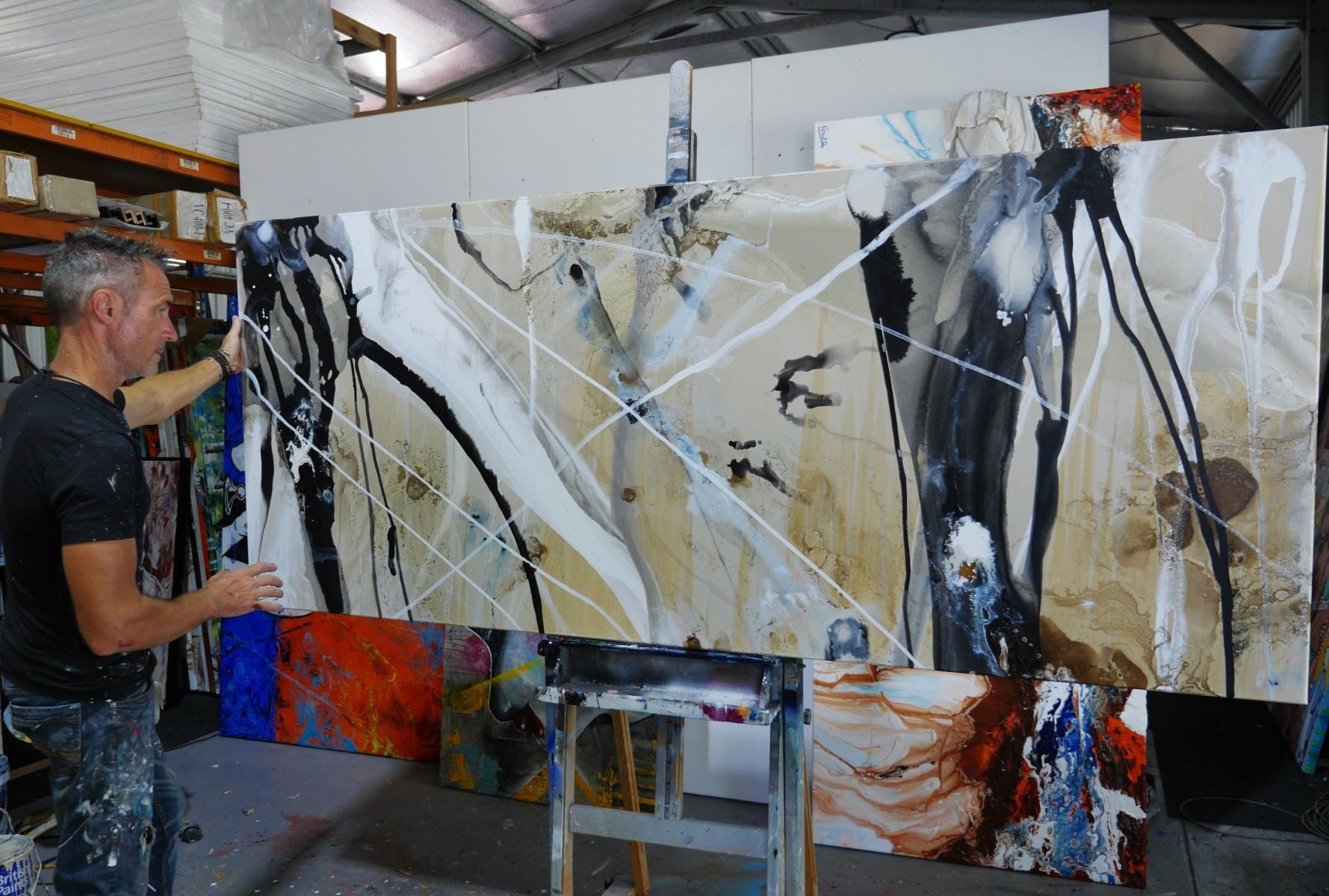 Refined 909 240cm x 100cm Blended Ink Abstract Painting