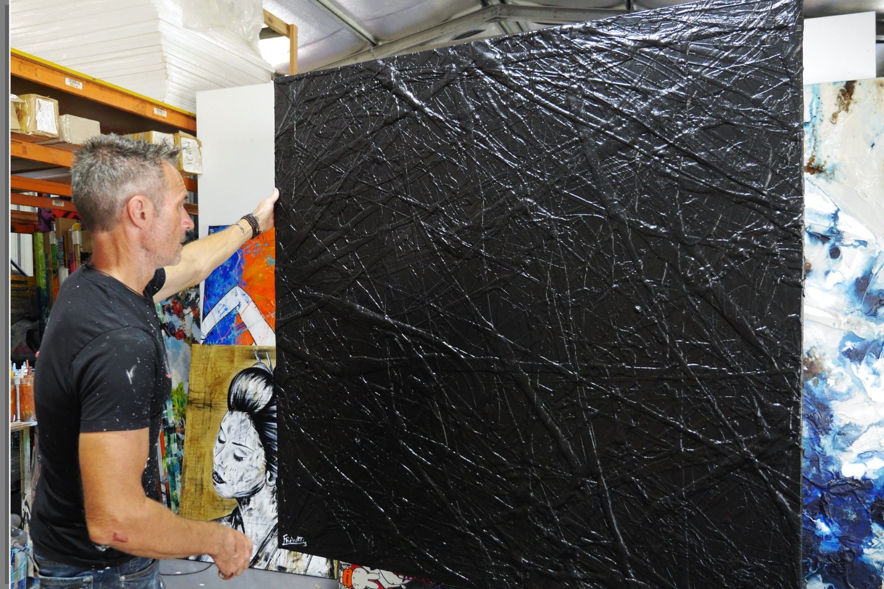 Wicked Ways 145cm x 145cm Black Textured Abstract Painting