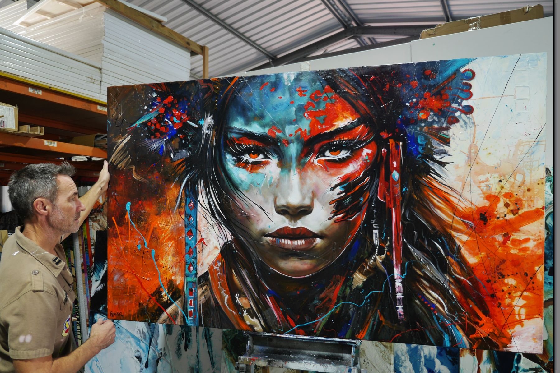Jingu 200cm x 120cm Framed Brave and Beautiful Abstract Framed Textured Painting (SOLD)-abstract realism-[Franko_Artist]-[The_Block]-[Dream_Homes]-[ideas]- [Grand_Designs]-Franklin Art Studio