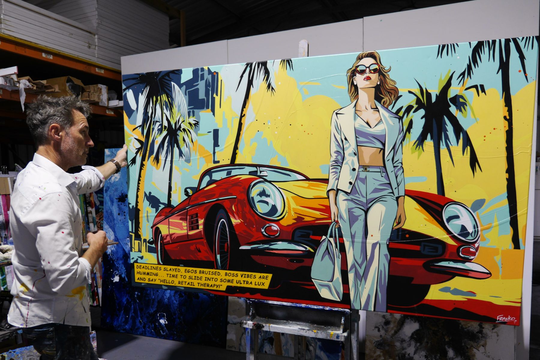 Time to Slide 200cm x 120cm Sexy Classic Pop Art Painting (SOLD)-Urban Pop Art-[Franko_Artist]-[The_Block]-[Dream_Homes]-[ideas]- [Grand_Designs]-Franklin Art Studio