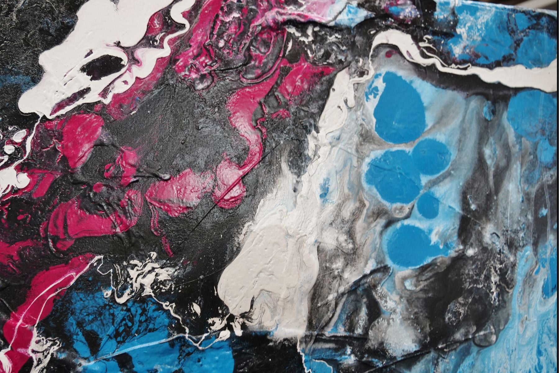 Teal Silk 200cm x 80cm Teal Magenta Textured Abstract Painting (SOLD)