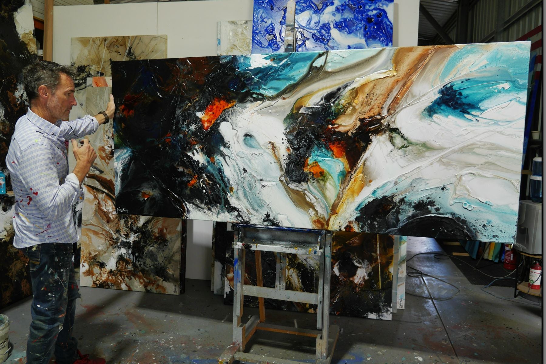 Beauty Potion 240cm x 100cm Textured Abstract Painting (SOLD)-Abstract-[Franko_Artist]-[The_Block]-[Dream_Homes]-[ideas]- [Grand_Designs]-Franklin Art Studio