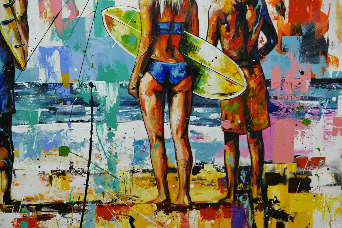 Summer 190cm x 100cm Surfing Textured Abstract Realism Painting