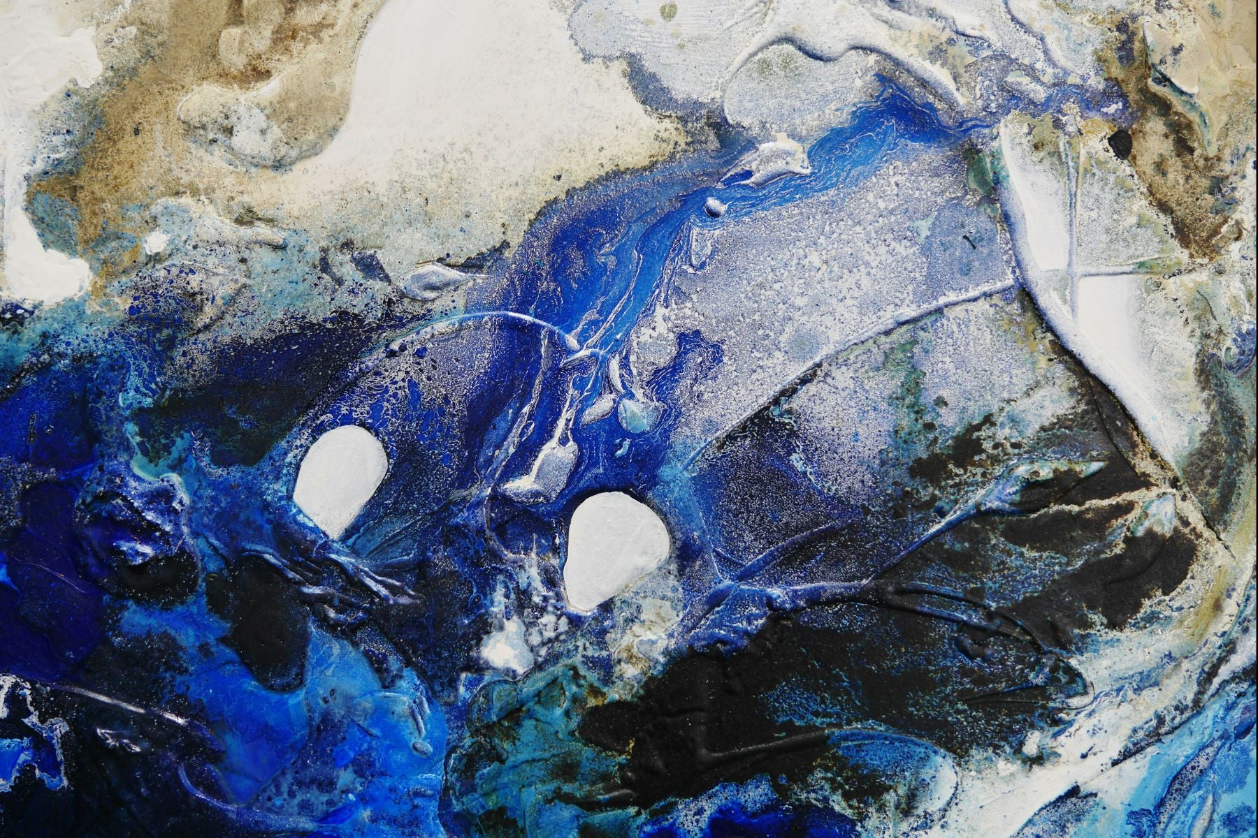 Pure Casbah 250cm x 150cm White Blue Honey Textured Abstract Painting (SOLD)
