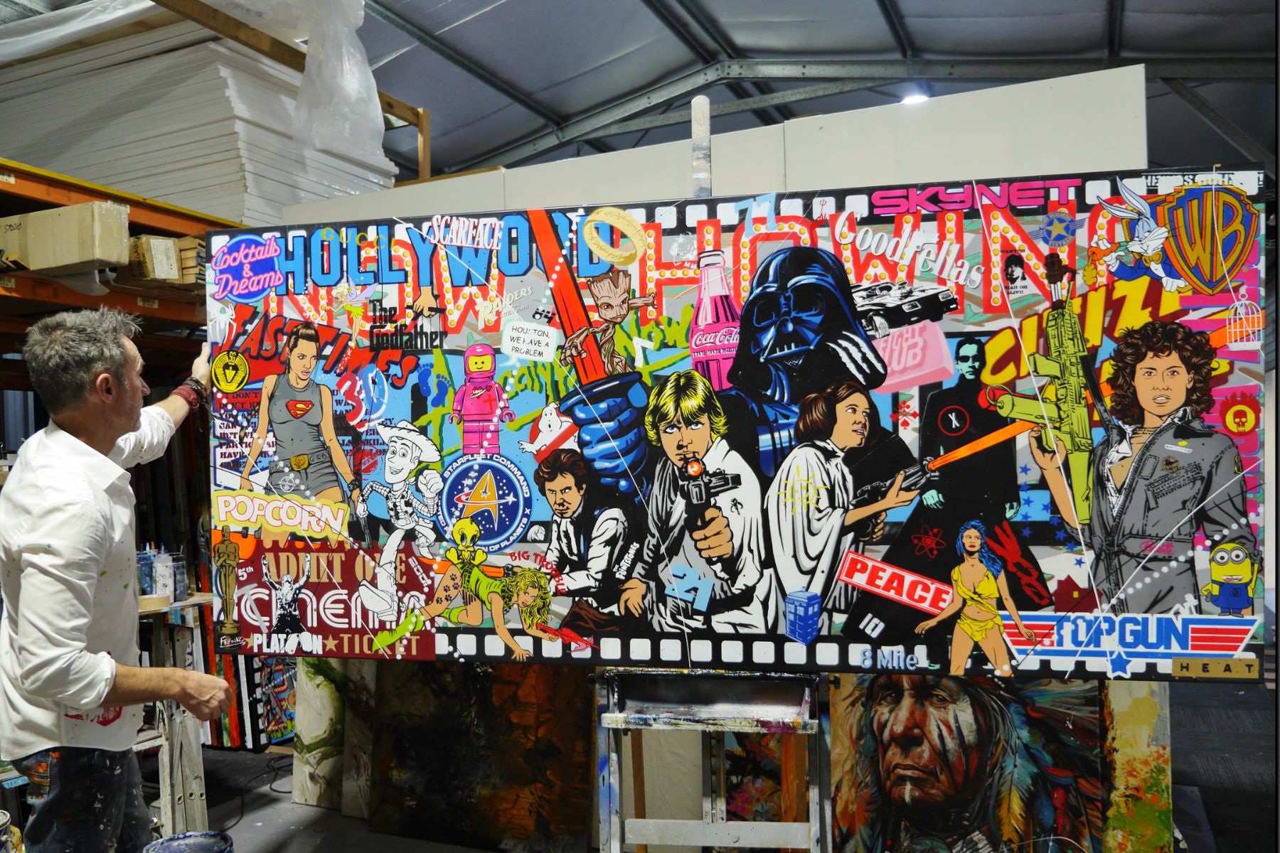 Cineverse 270cm x 120cm Textured Urban Pop Art Painting (SOLD)