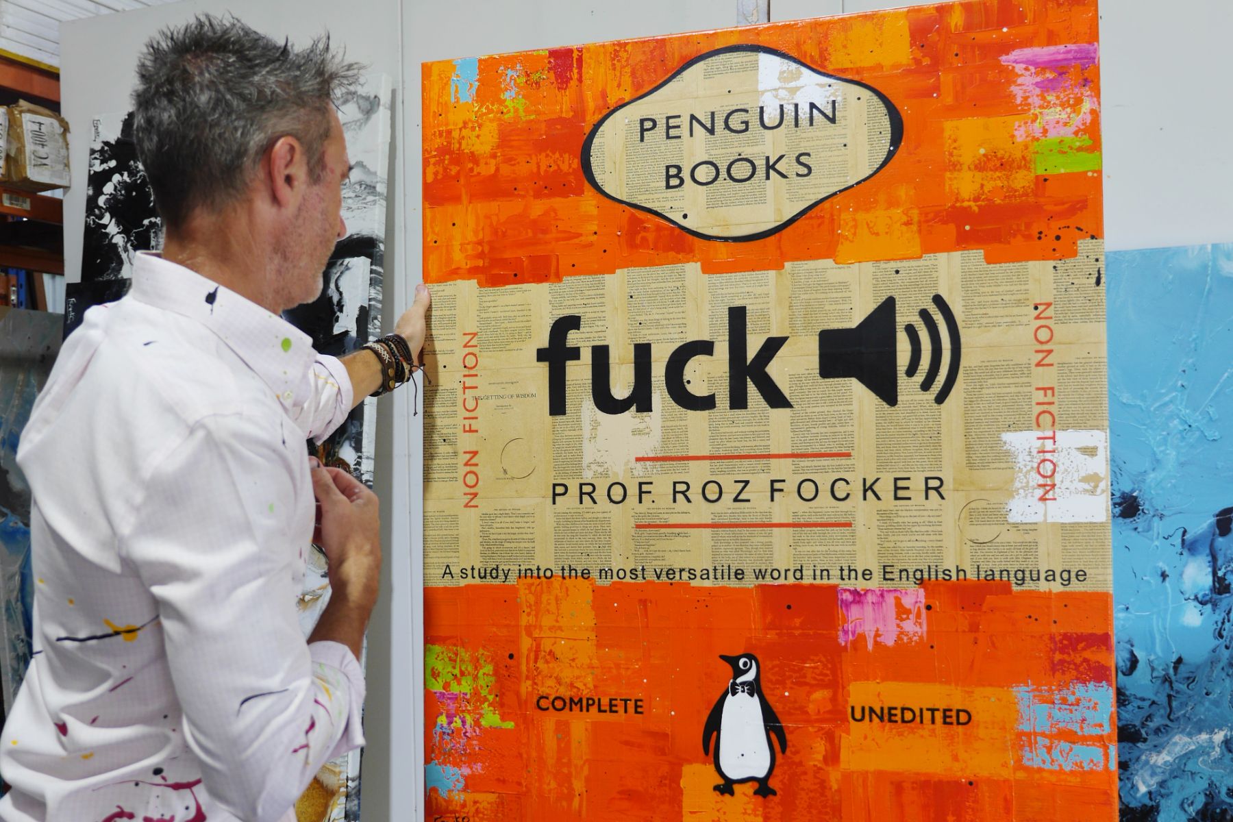Stop "F"ing around 100cm x 120cm Urban Pop Book Club Painting (SOLD)
