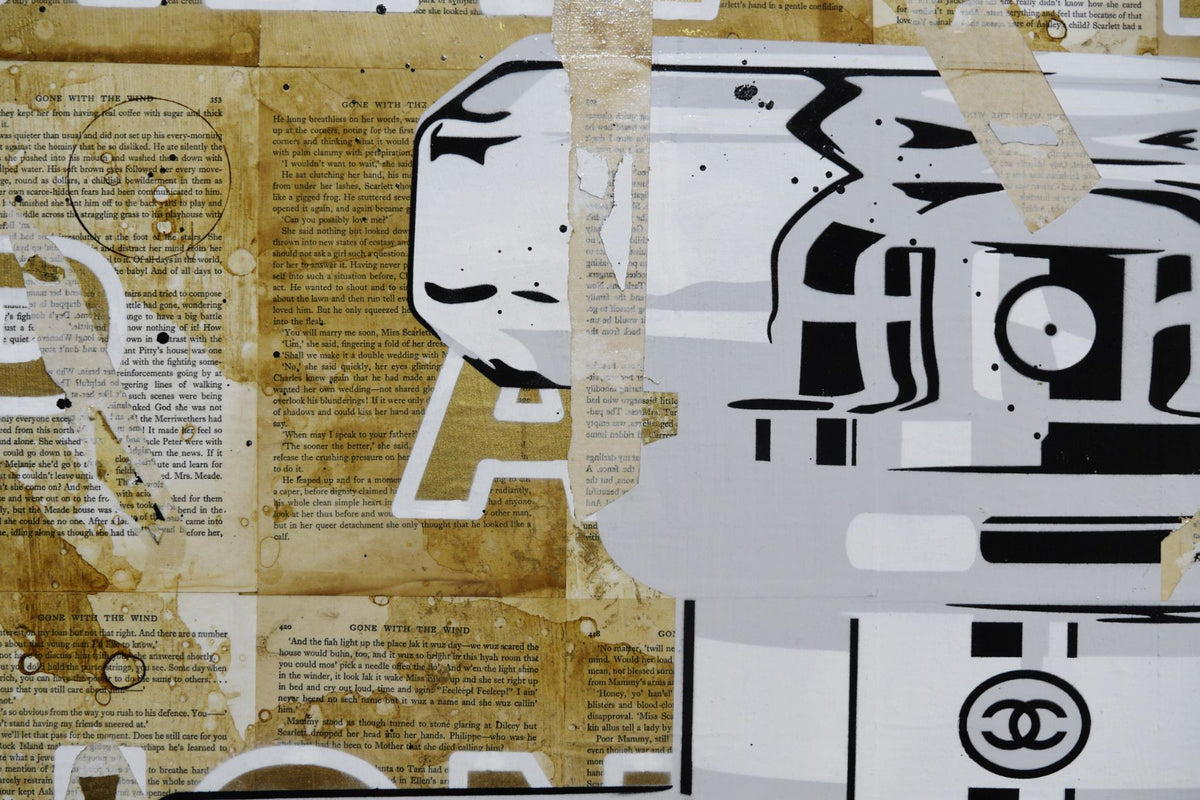 Destructured Elegance 140cm x 100cm Perfume Book Pages Urban Pop Art Painting