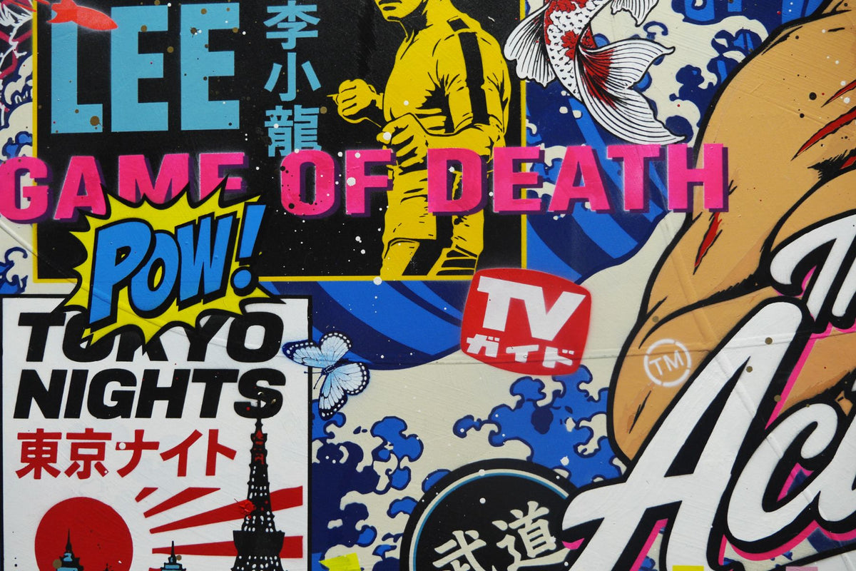 Tokyo Nights 190cm x 100cm Bruce Lee Textured Urban Pop Art Painting