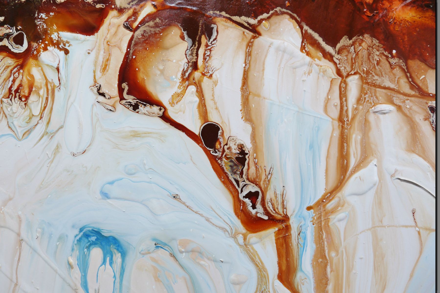 Raw Coast 240cm x 100cm White Rust Cobalt Textured Abstract Painting (SOLD)