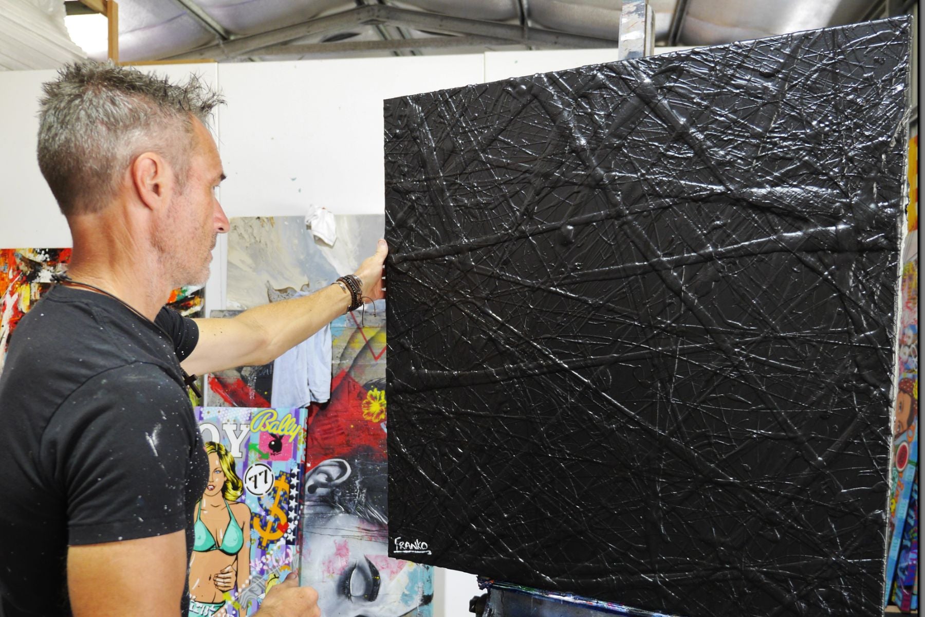 Wicked Rendition 100cm x 100cm Black Textured Abstract Painting