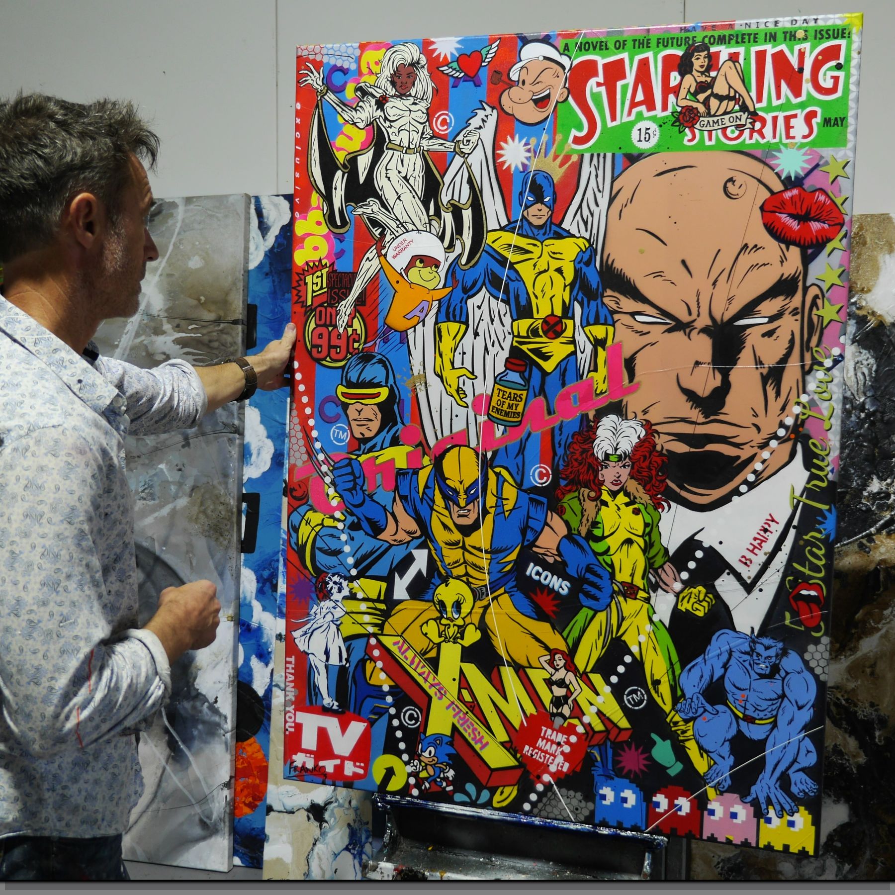 The Heat 100cm x 140cm Heroes Textured Urban Pop Art Painting (SOLD)