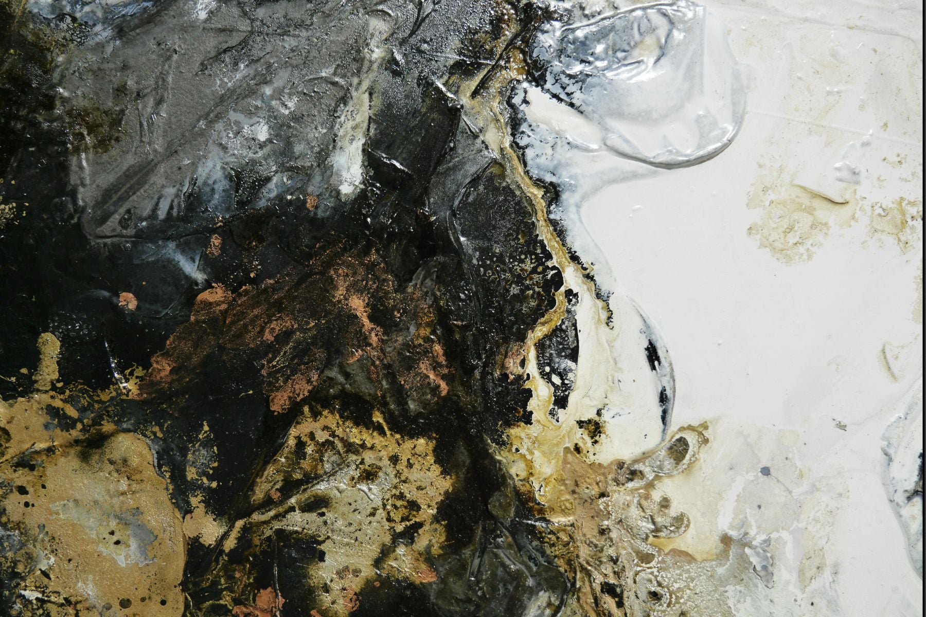 Black Theory 295cm x 100cm Black & Copper Textured Abstract Painting