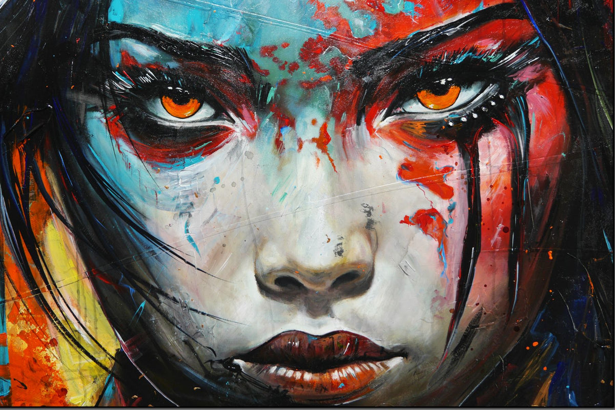 Enchanted 240cm x 120cm FRAMED Japanese Warrior Abstract Realism Textured Painting