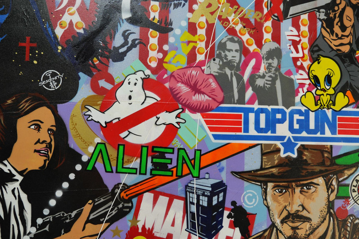 Cinematic Fusion 240cm x 100cm Textured Urban Pop Art Painting