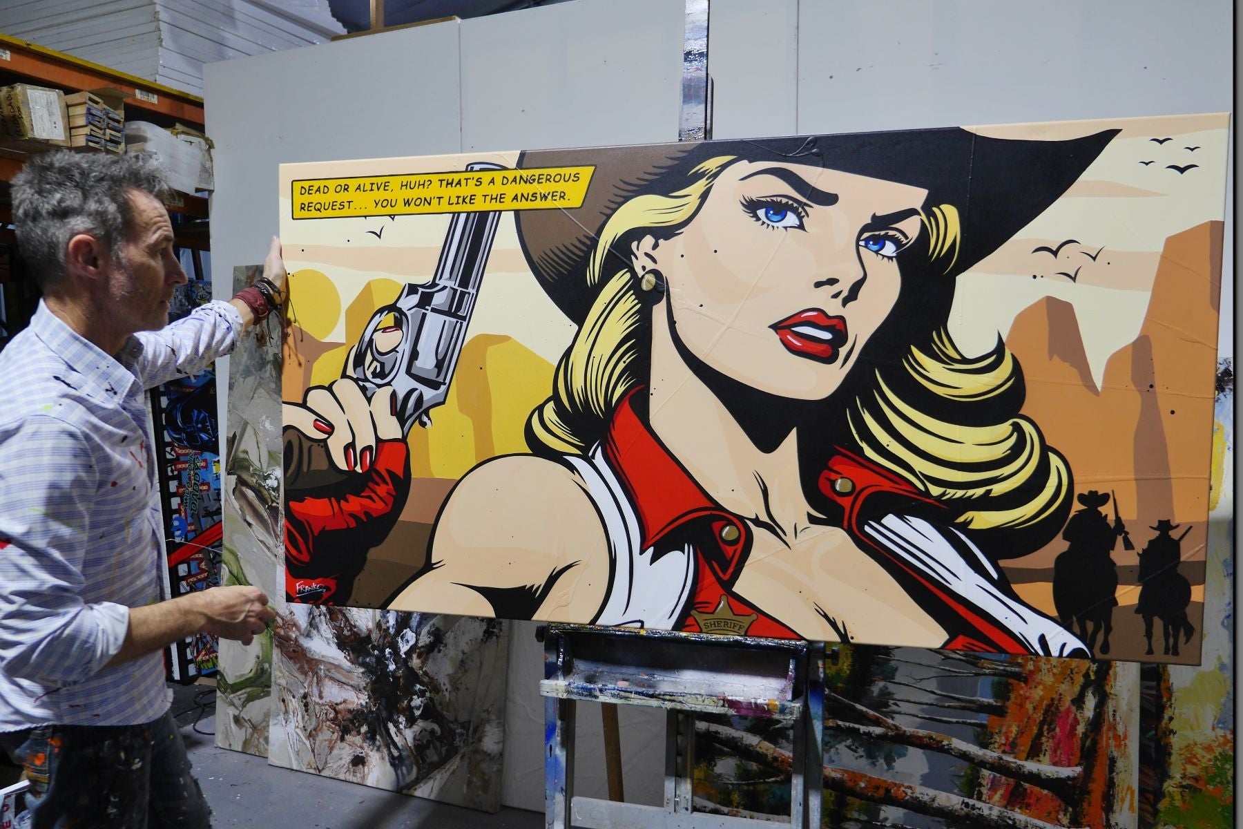 Dangerous Requests 190cm x 100cm Cowgirl Classic Pop Art Painting