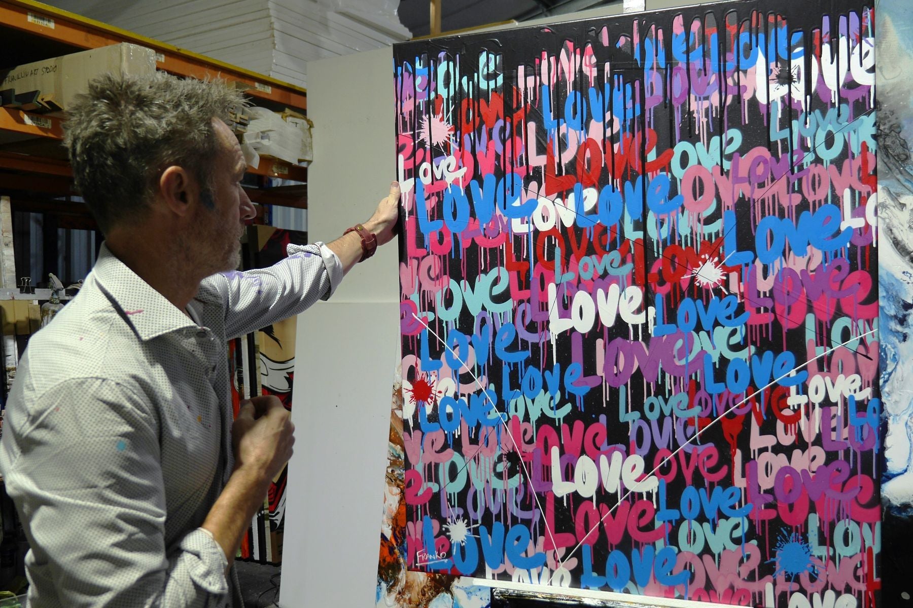 Lovescape 100cm x 120cm Textured Urban Pop Art Painting