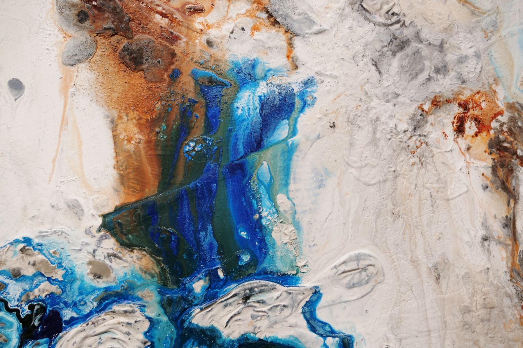 Big Country 280cm x 170cm Blue Rust Cream Textured Abstract Painting (SOLD)