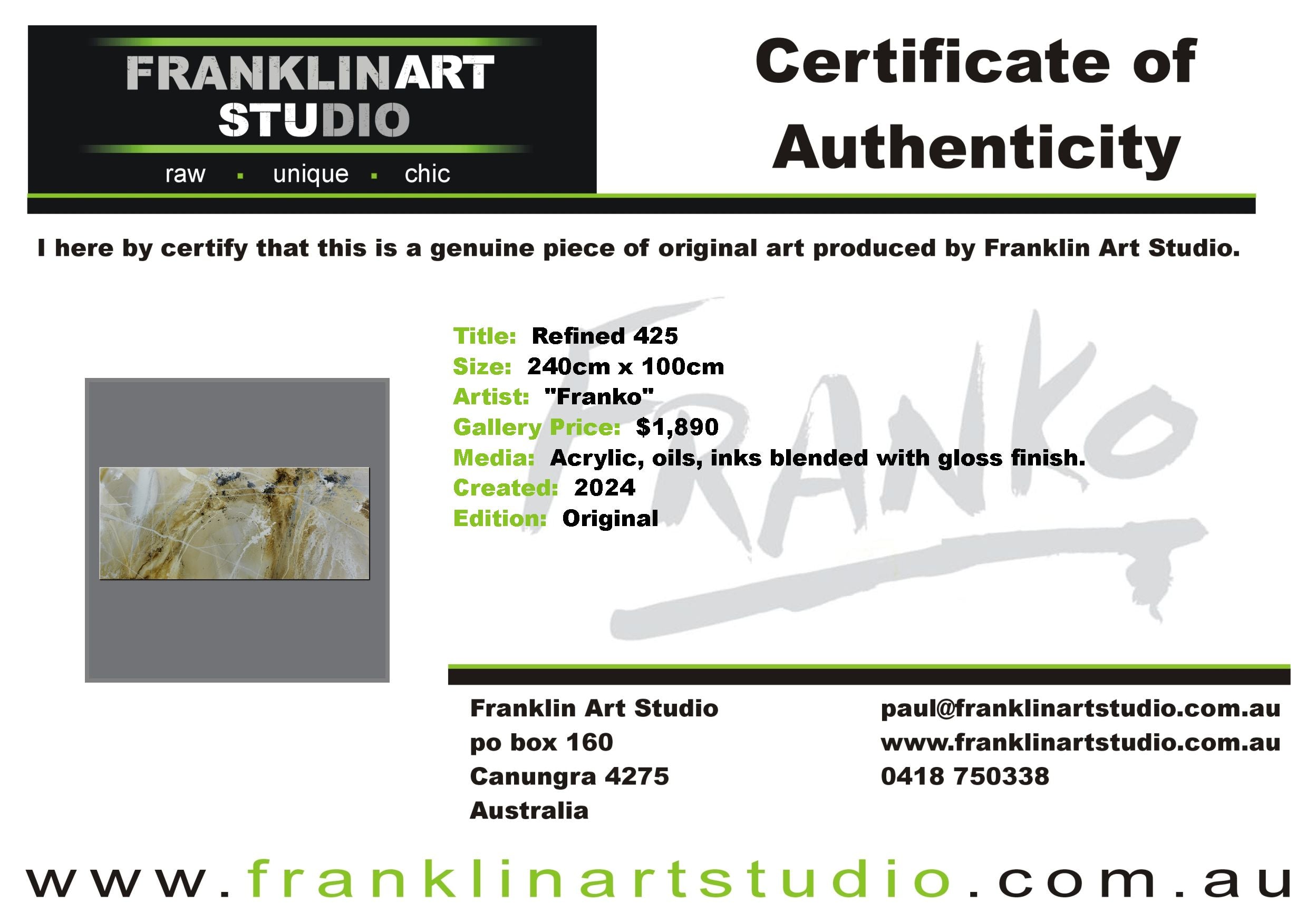 Refined 425 240cm x 100cm Malt Ochre Cream White Blended Abstract Painting (SOLD)