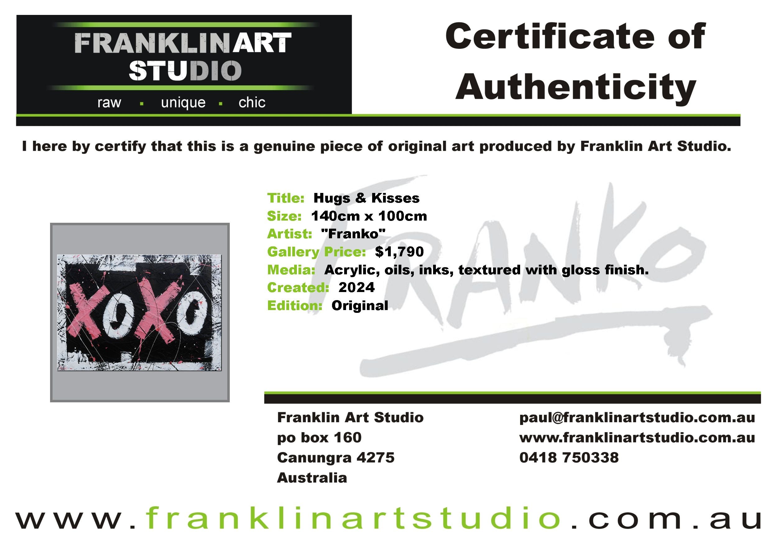 Hugs & Kisses 140cm x 100cm Textured Urban Pop Art Painting-Urban Pop Art-[Franko_Artist]-[Australian_artist]-[Gold_Coast]-[Brisbane]-[modern]-[contemporary]-[original]-[Large_artwork]-Franklin Art Studio