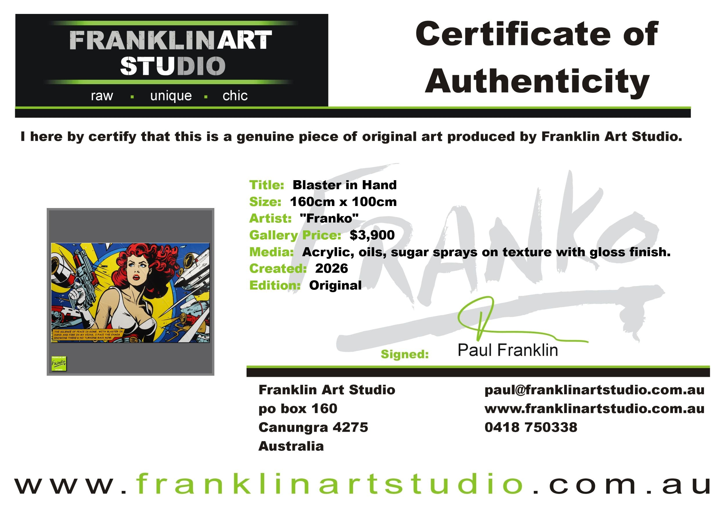 Blaster in Hand 160cm x 100cm Space Classic Pop Art Painting