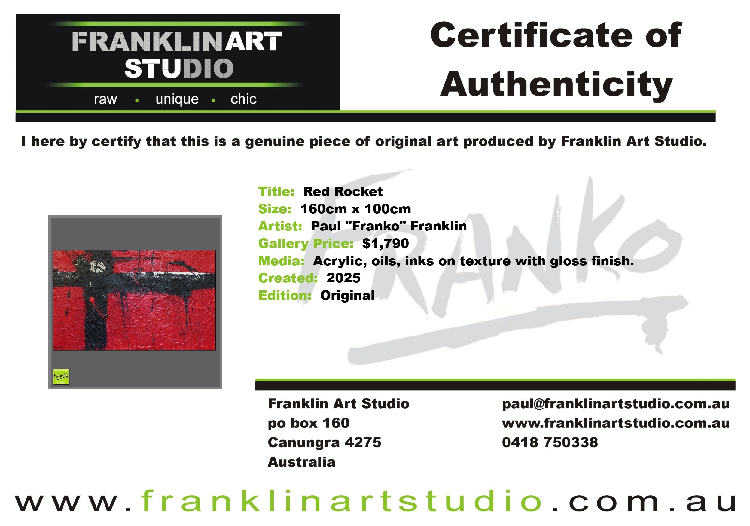 Red Rocket 160cm x 100cm Red Black and White Textured Abstract Painting (SOLD)