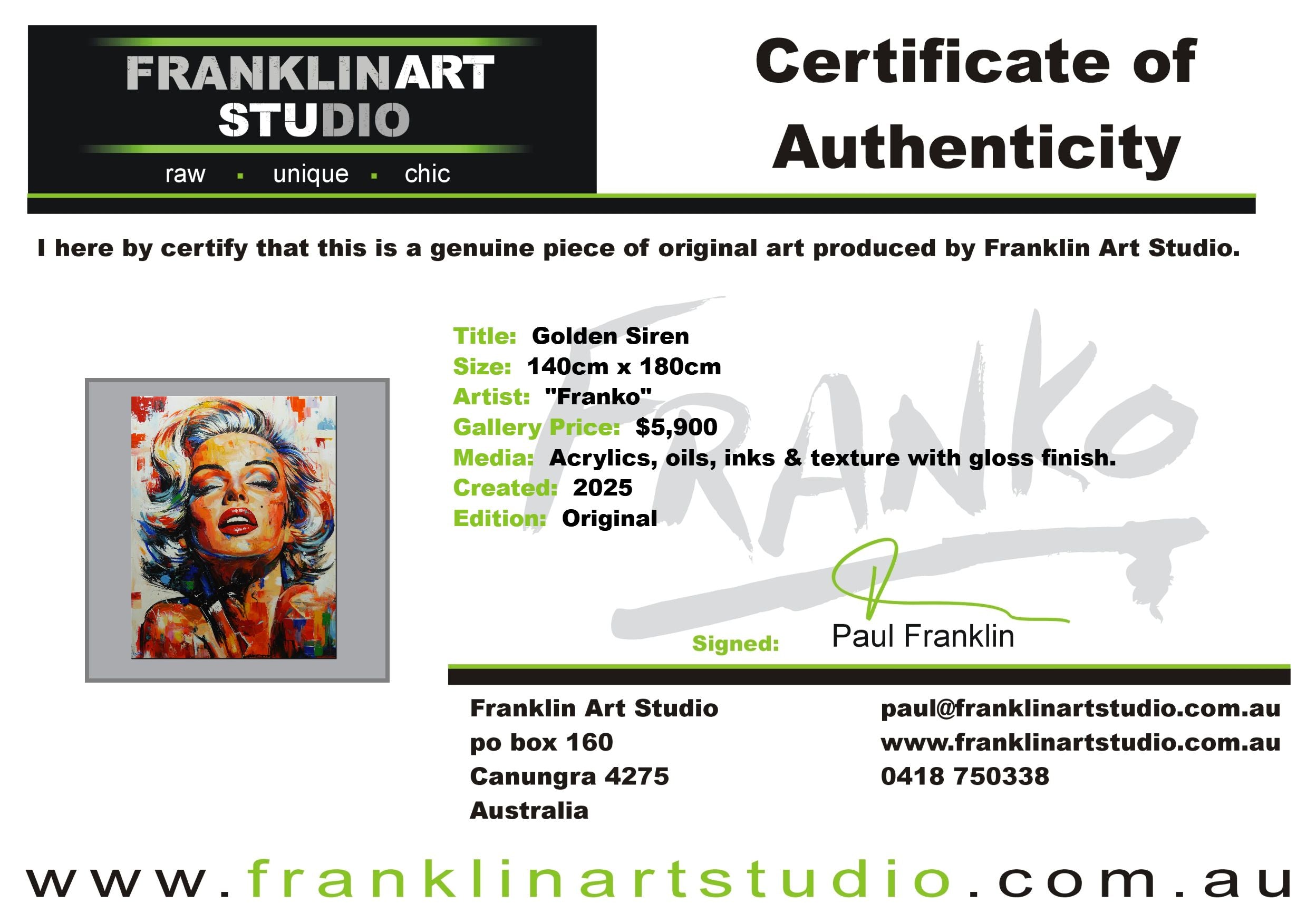 Golden Siren 140cm x 180cm FRAMED Marilyn Munroe Abstract Realism Textured Painting (SOLD)