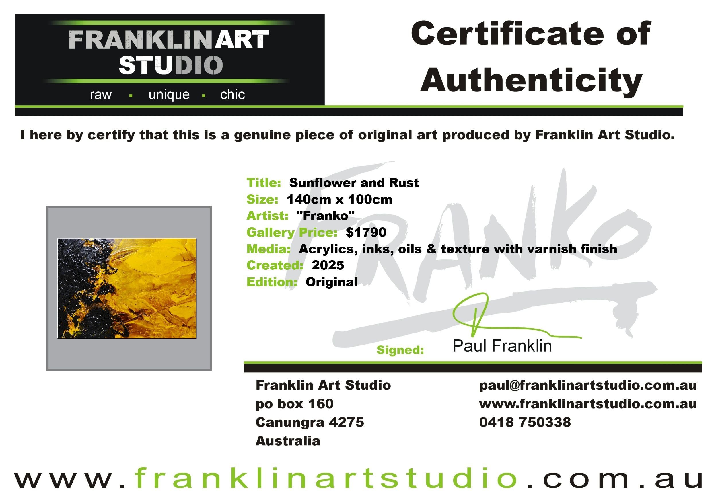 Sunflower and Rust 140cm x 100cm Portrait/Landscape Textured Abstract Painting (SOLD)