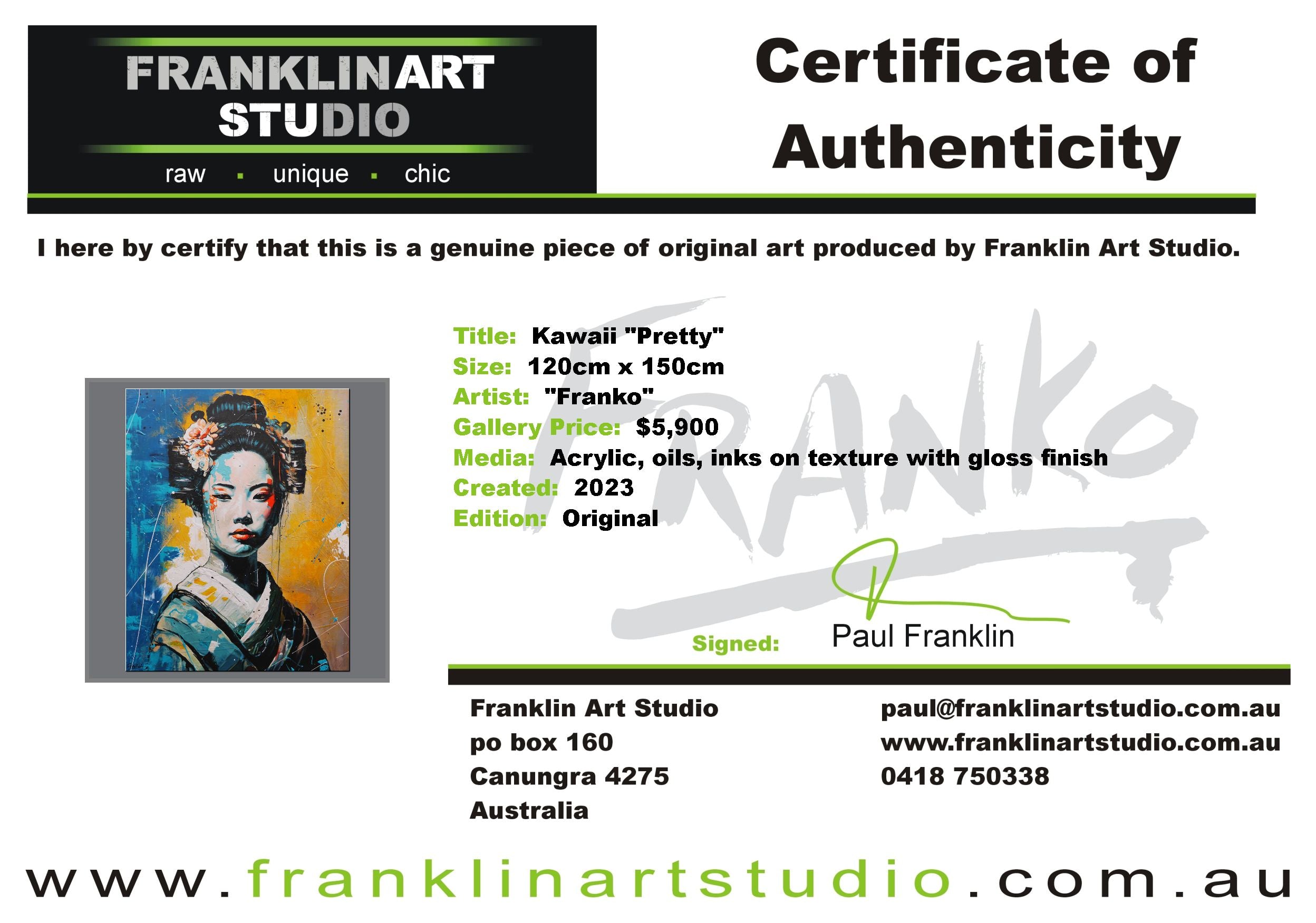 Kawaii "Pretty" 120cm x 150cm Brave and Beautiful Abstract Framed Textured Painting (SOLD)