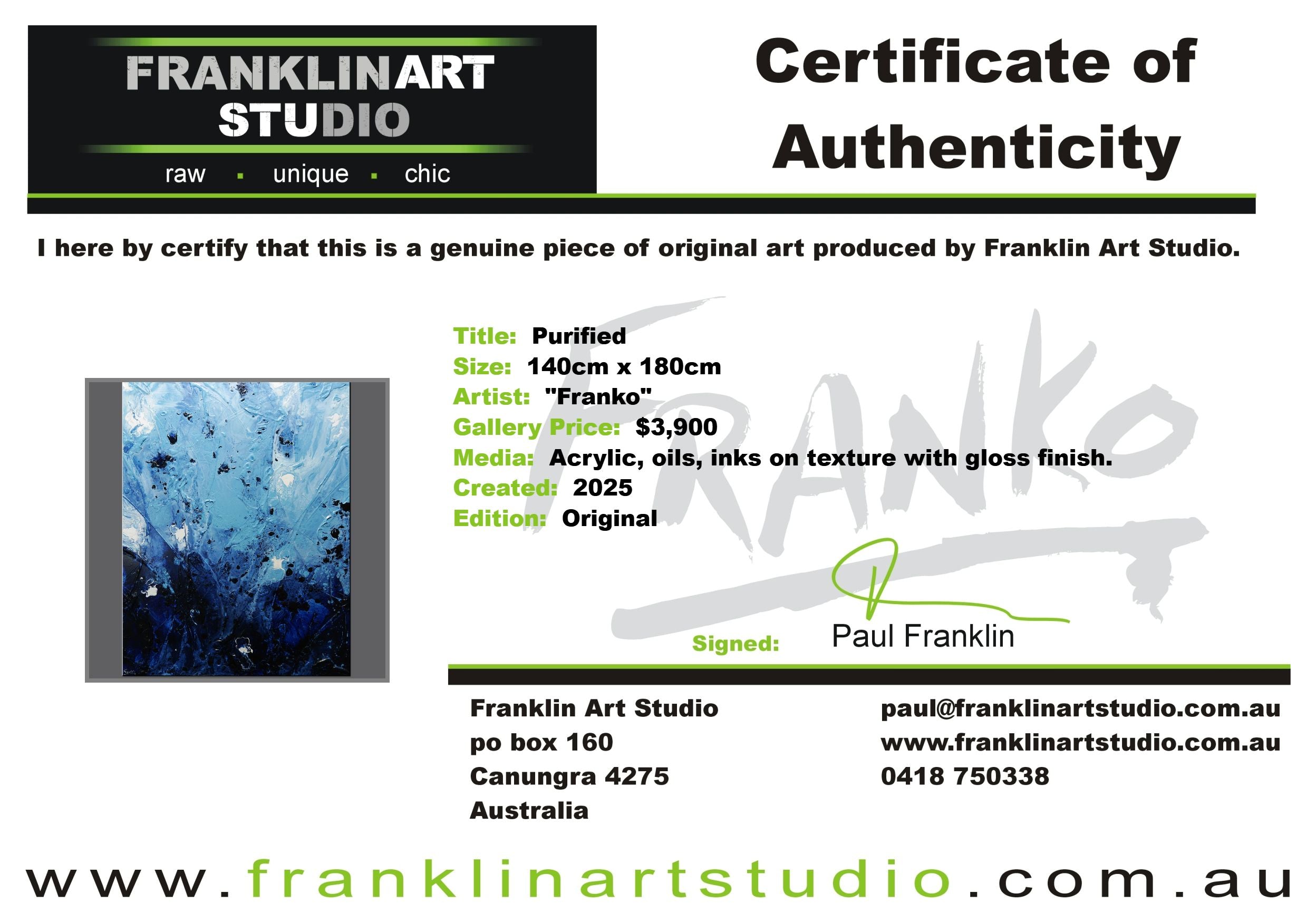 Purified 140cm x 180cm Blue Textured Abstract Painting (SOLD)