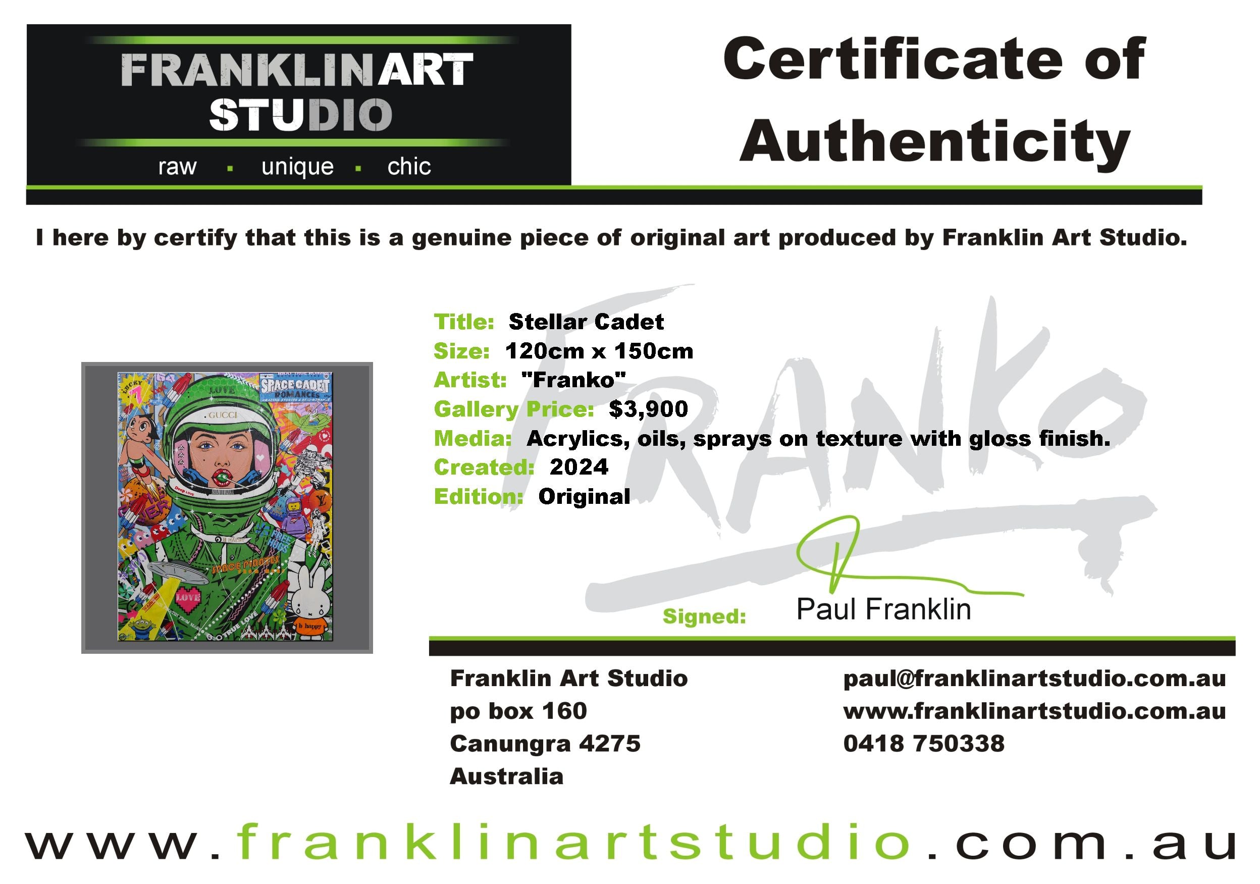 Stellar Cadet 120cm x 150cm Space Cadet Textured Urban Pop Art Painting (SOLD)