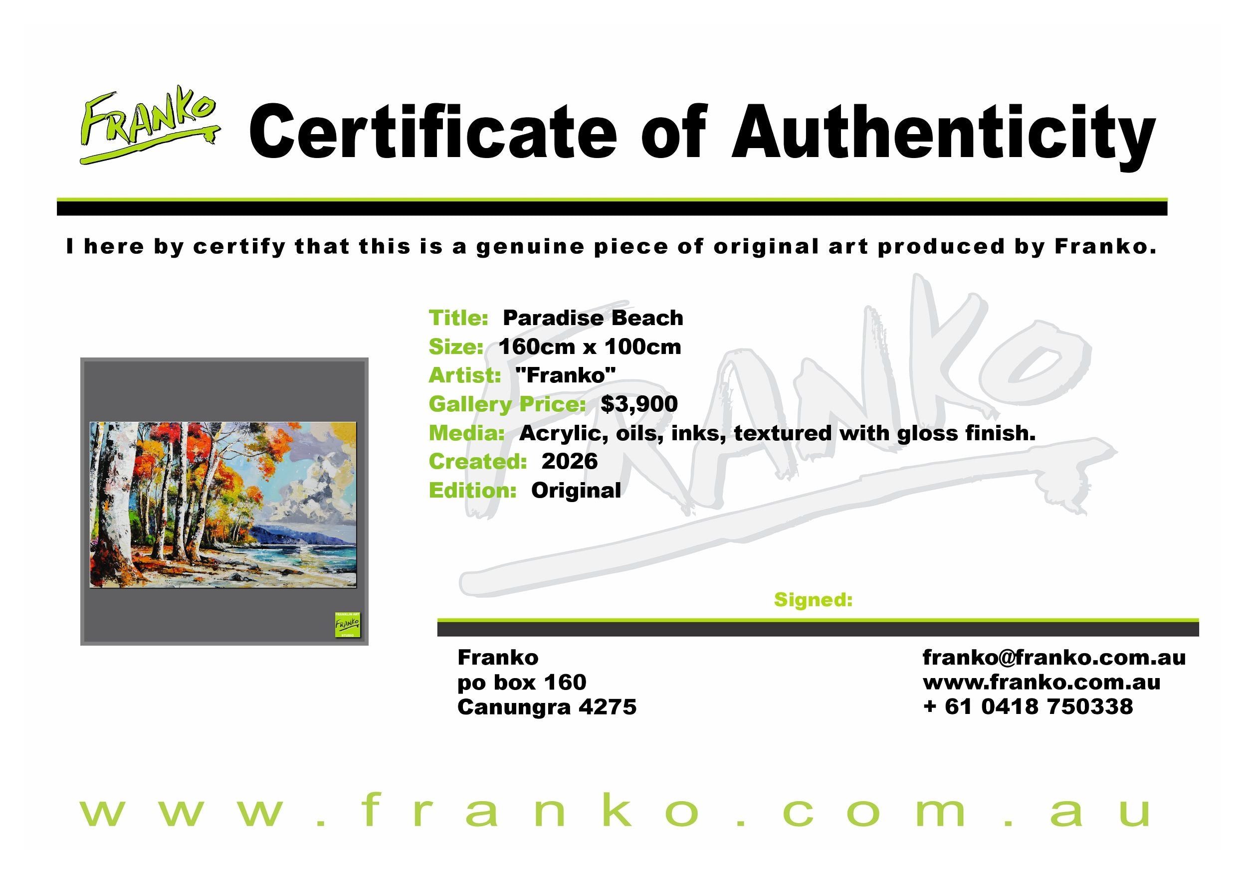 Paradise Beach 160cm x 100cm FRAME INC Australian Beach Landscape Abstract Realism Textured Painting
