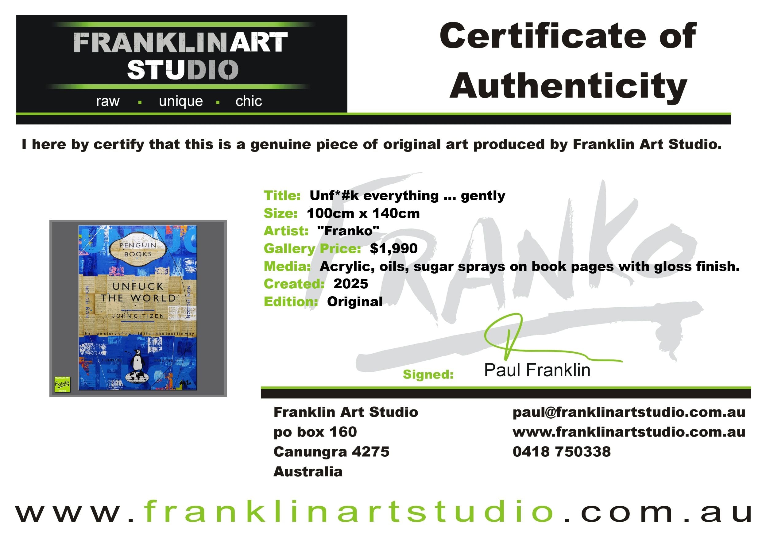 Unf*#k everything ... gently 140cm x 100cm Urban Pop Book Club Painting