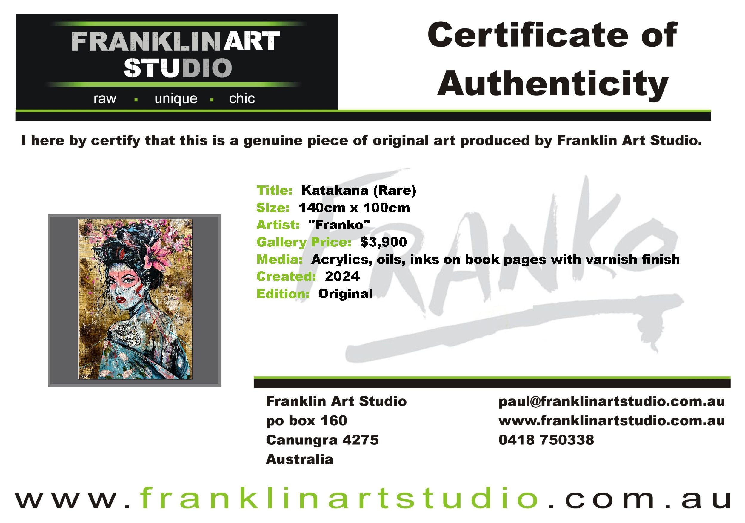 Katakana 140cm x 100cm Geisha Abstract Realism Book Club Painting (SOLD)