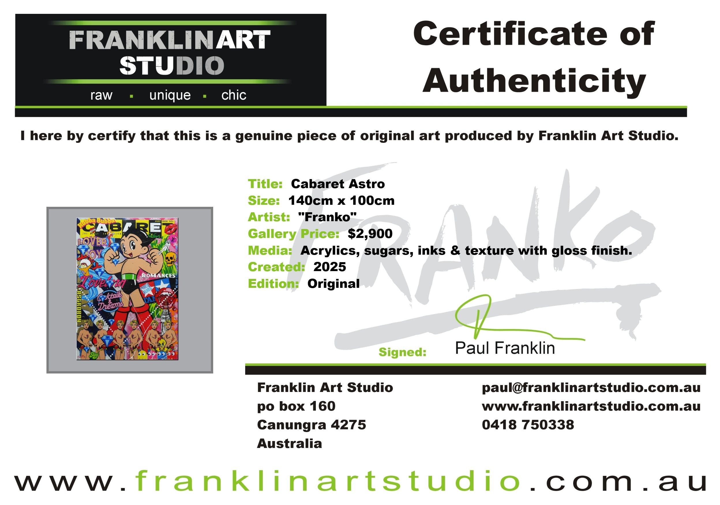 Cabaret Astro 140cm x 100cm Textured Urban Pop Art Painting (SOLD)