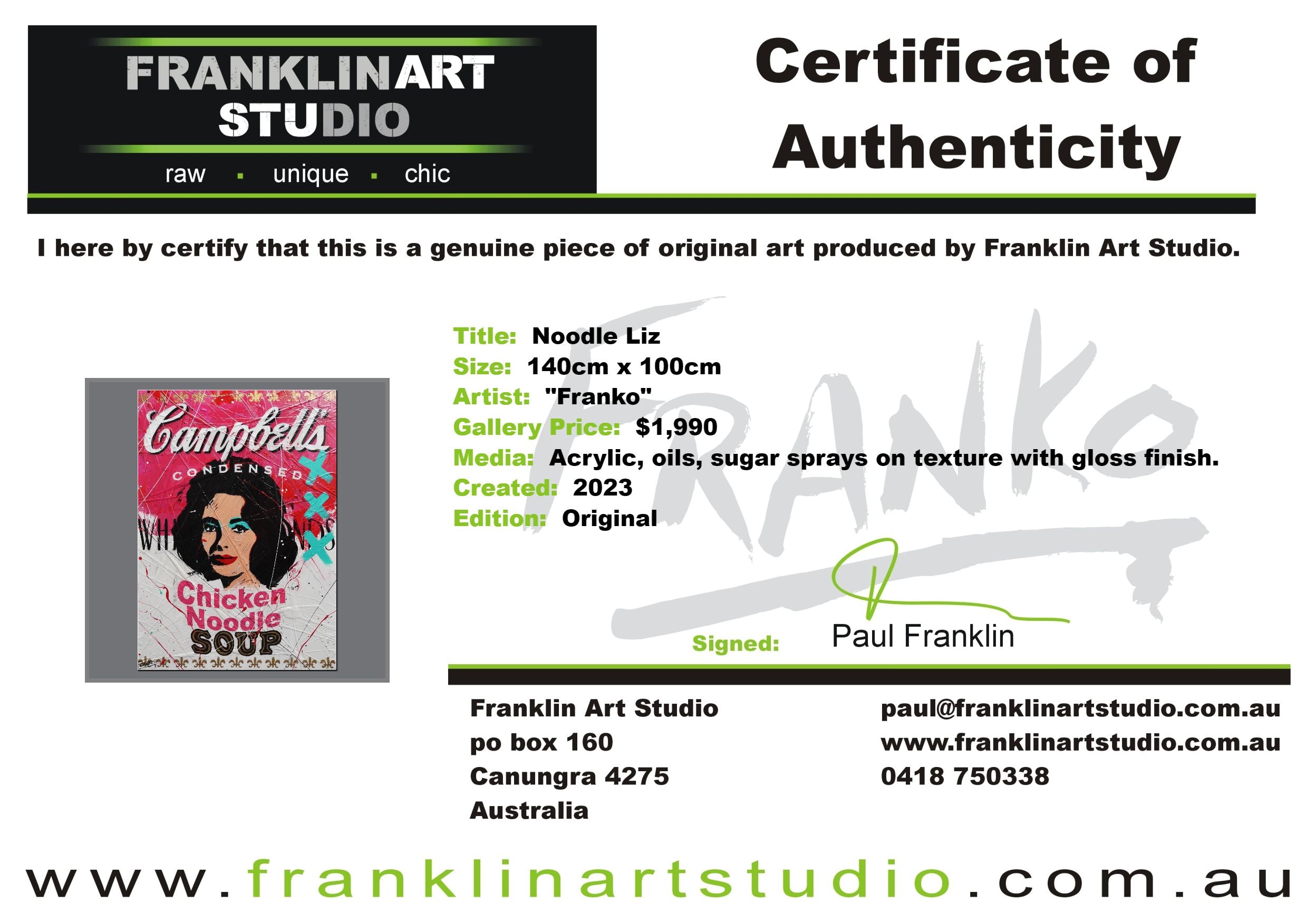 Noodle Liz 140cm x 100cm Campbell's Soup Textured Urban Pop Art Painting (SOLD)