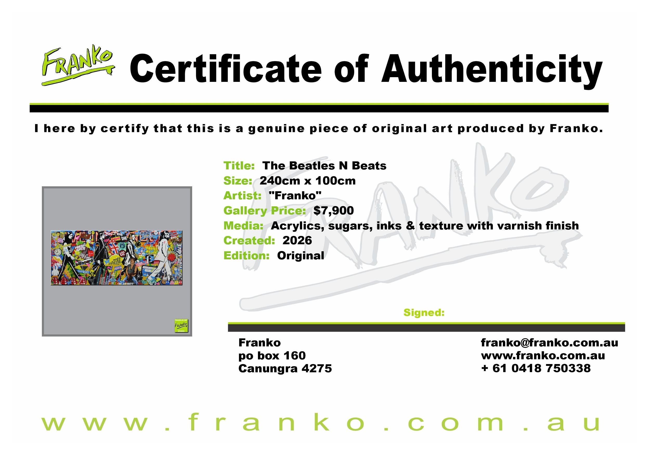 The Beatles N Beats 240cm x 100cm Music Textured Urban Pop Art Painting