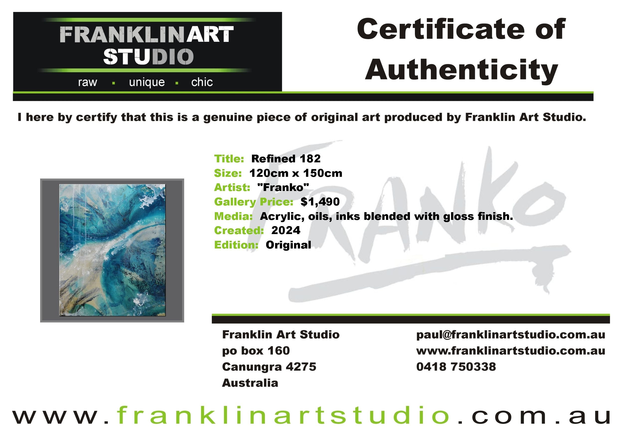 Refined 182 120cm x 150cm Turquoise Malt Blended Abstract Painting (SOLD)-Abstract-[Franko_Artist]-[Australian_artist]-[Gold_Coast]-[Brisbane]-[modern]-[contemporary]-[original]-[Large_artwork]-Franklin Art Studio