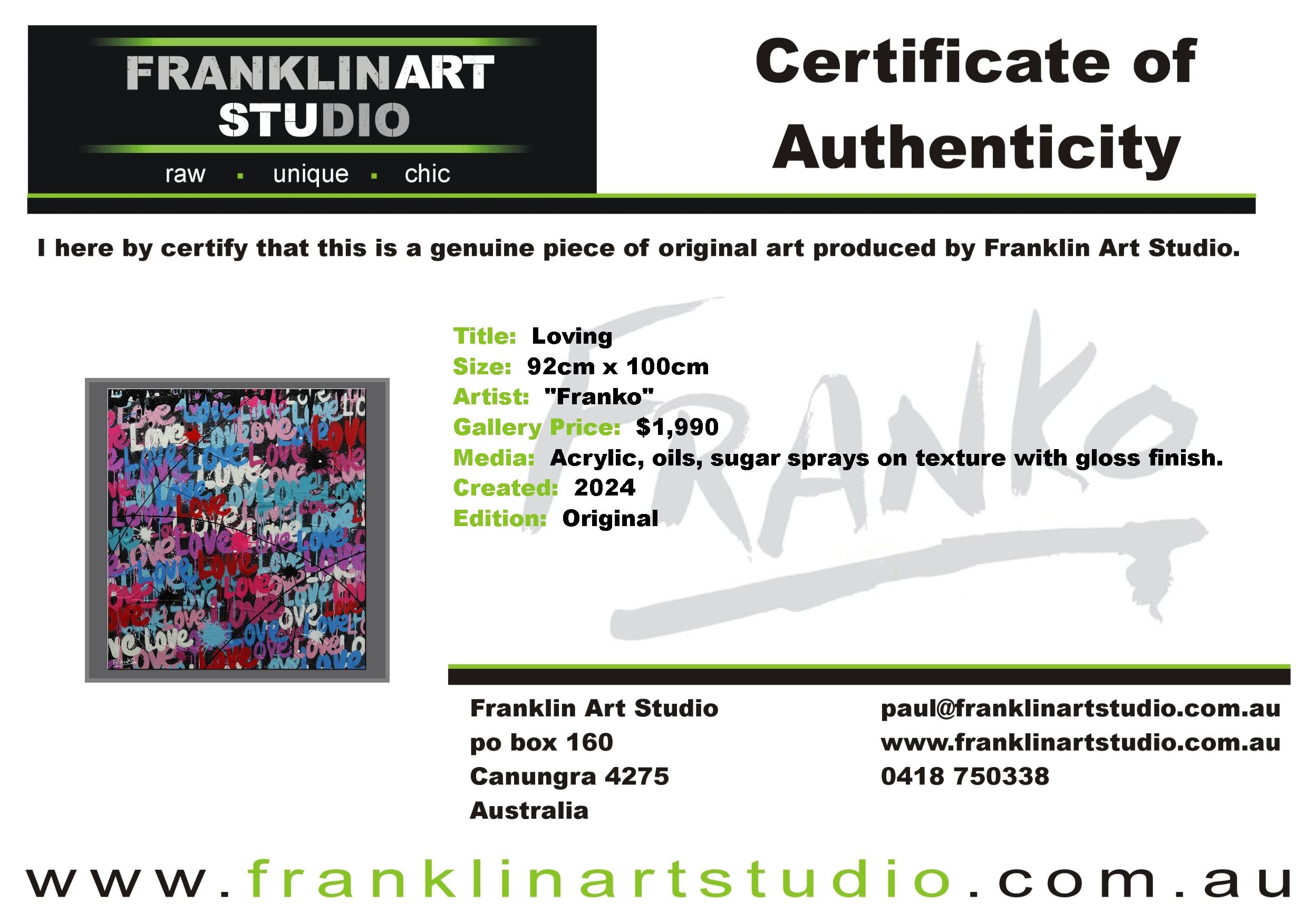 Loving 92cm x 100cm Textured Urban Pop Art Painting (SOLD)