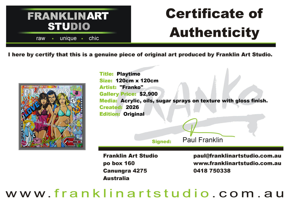 Playtime 120cm x 120cm Playboy Textured Urban Pop Art Painting