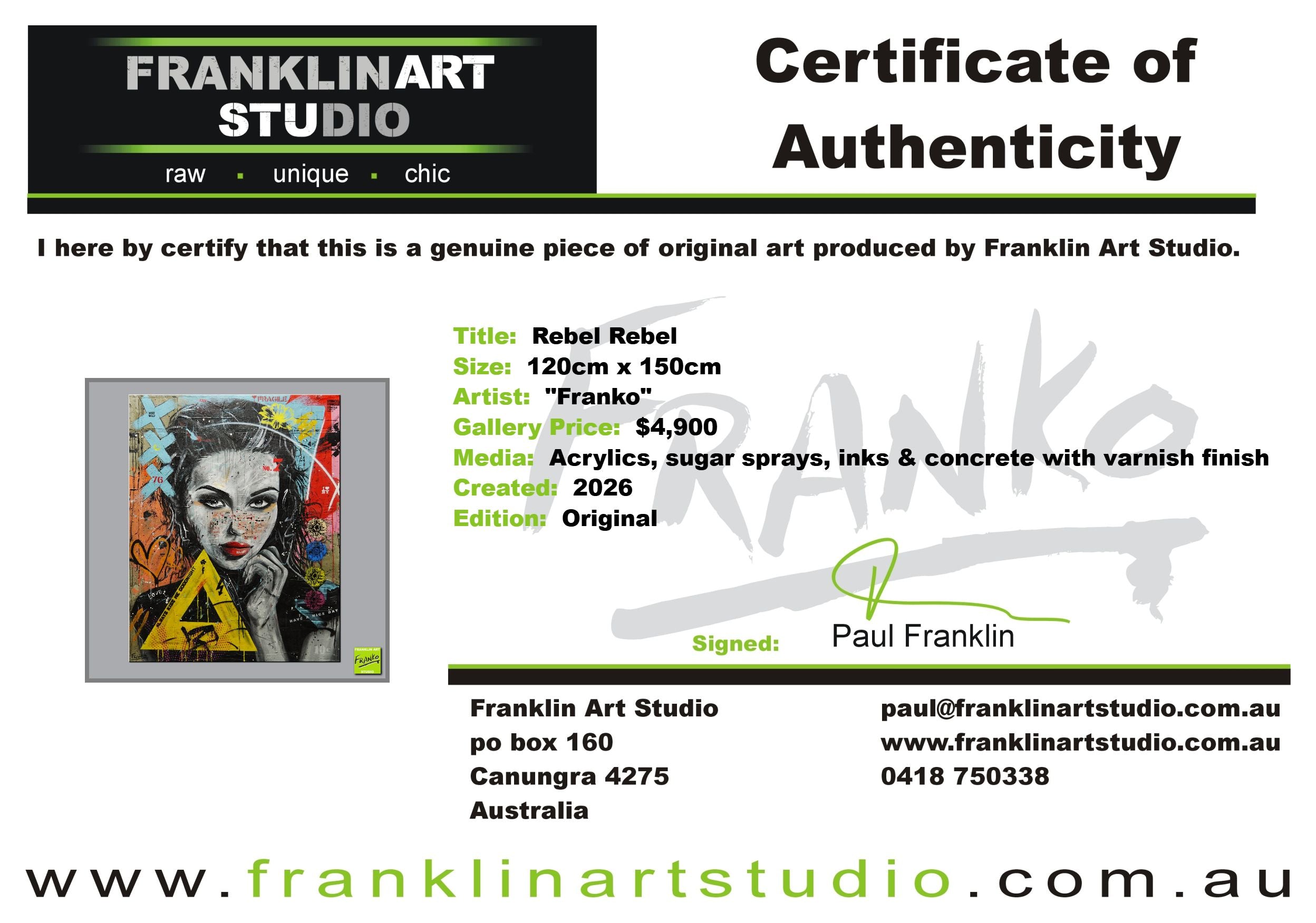 Rebel Rebel 120cm x 150cm Industrial Concrete Textured Urban Pop Art Painting