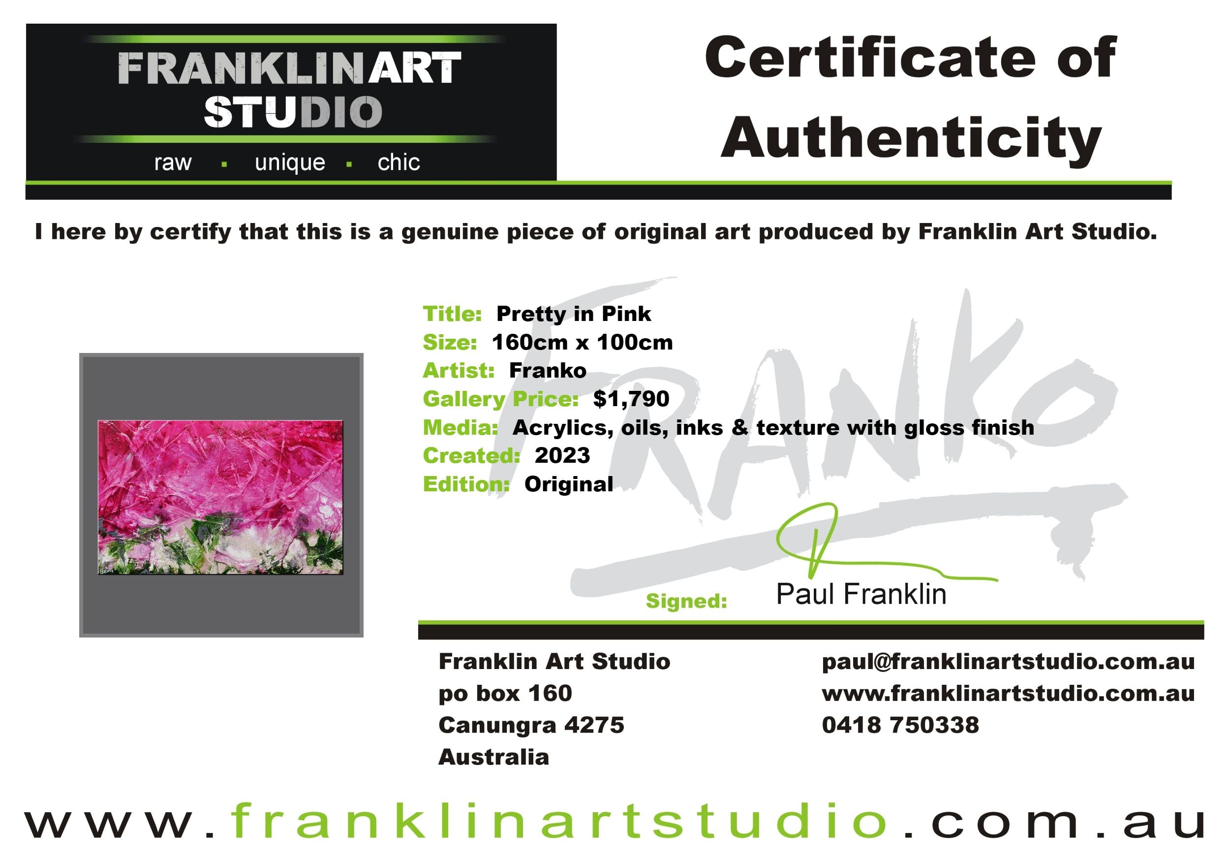 Pretty in Pink 160cm x 100cm Pink Green Textured Abstract Painting (SOLD)