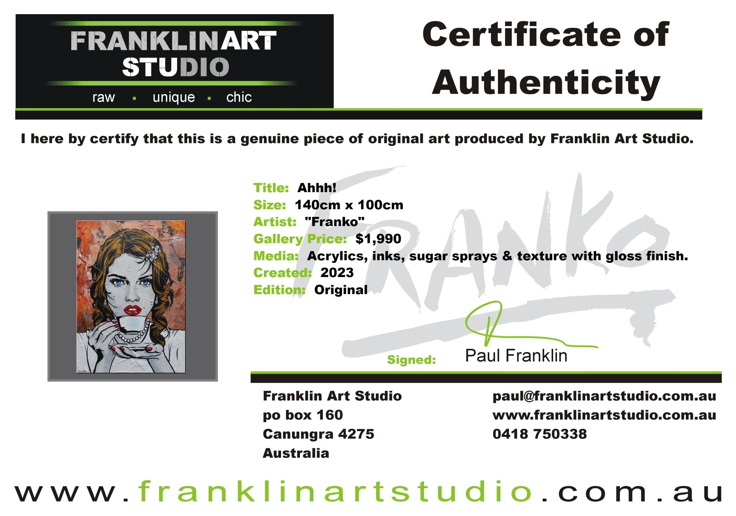 Ahhh! 140cm x 100cm Coffee Girl Textured Urban Pop Art Painting (SOLD)