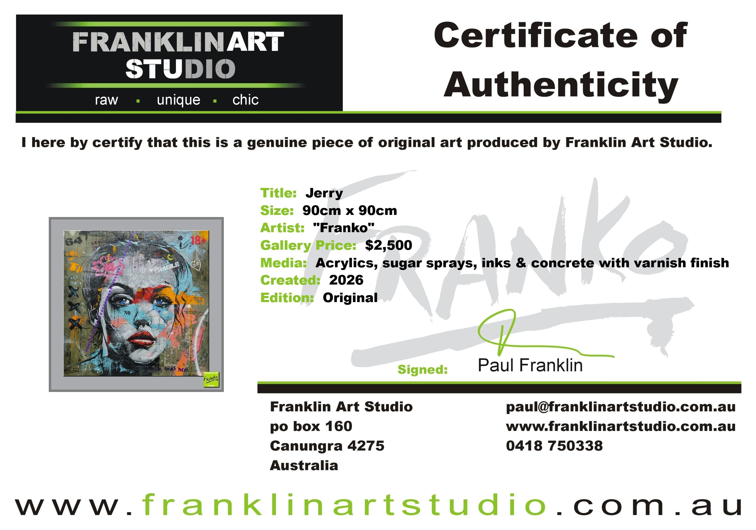 Jerry 90cm x 90cm Industrial Concrete Textured Urban Pop Art Painting (SOLD)